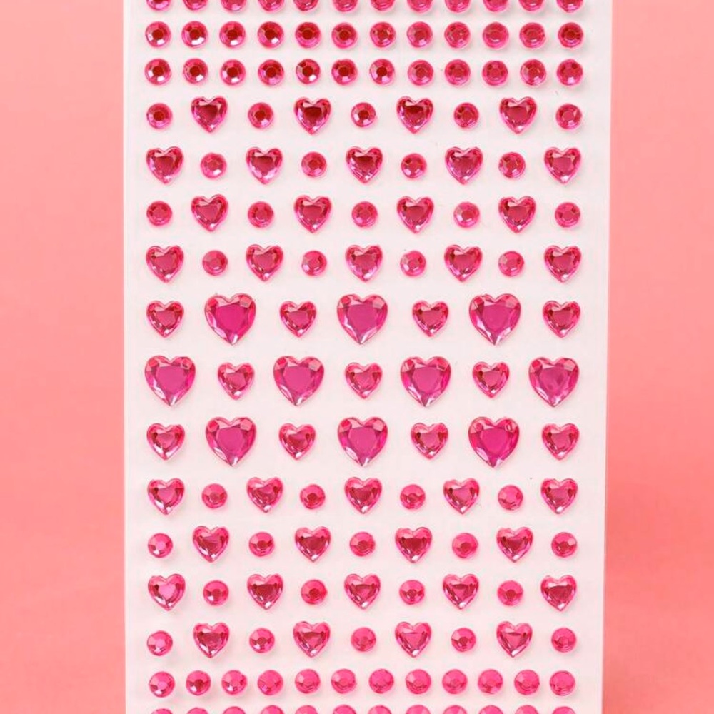 1pc Realistic 3D Red Heart Shaped Rhinestone Face Jewels Sticker, - Picture 2 of 3